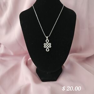 Elegant Silver Knot Pendant Necklace